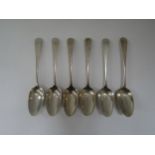 John Power Dublin set of six Old English pattern silver serving spoons with monogram to handle,