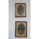 J.J.COX (XIX): A pair of framed and glazed watercolours, figures on woodland path. One signed and