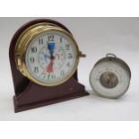A J. Sewill Limited., Liverpool, Trafalgar Tide & Time clock and associated barometer 11cm