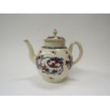 A Liverpool spheroid teapot and cover with chinoiserie decoration using an imari pallette