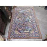 A 20th Century Iran handwoven rug with deer, bird and tree detail, 210cm x 134cm
