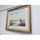 COLIN GRAPES: "BERNEY" broads scene, watercolour , 29.5cm x 39cm
