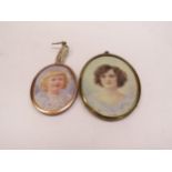 PATTIE ELEANOR PARSONS NORMAN: Miniature portrait of Patricia Lilian Rutley, 6cm tall and further