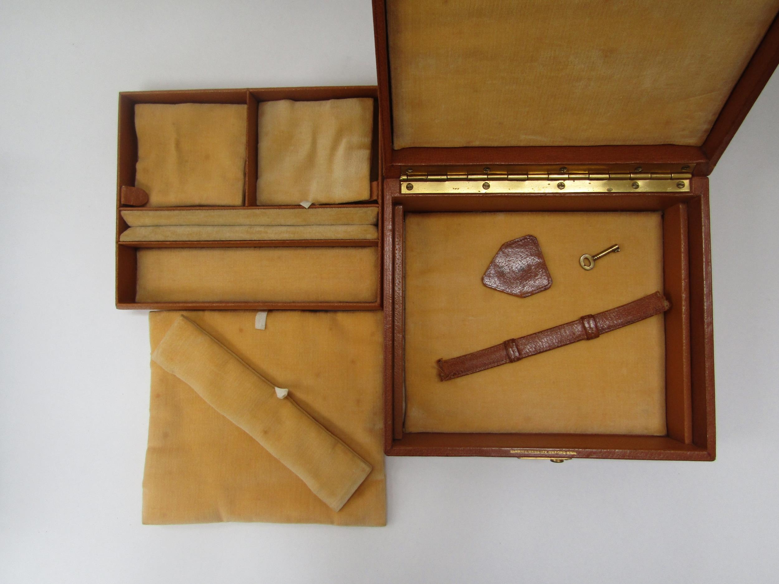 A leather Mappin & Webb jewellery box and Oriental jewellery/make-up box with dragon gold - Image 5 of 5