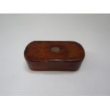 A 19th Century burr walnut oblong snuff box with monogrammed cartouche 3cm x 9.5cm x 5cm