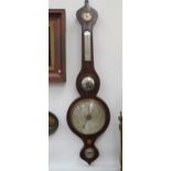 A 19th Century Issitt & Minter rosewood banjo barometer with silvered dials, 95cm tall