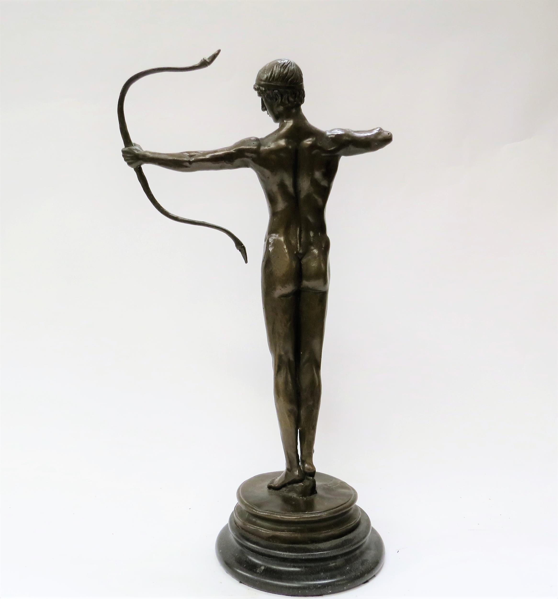 A bronze sculpture in the manner of Sir William Hamo Thornycroft's work depicting the champion Greek - Image 3 of 3