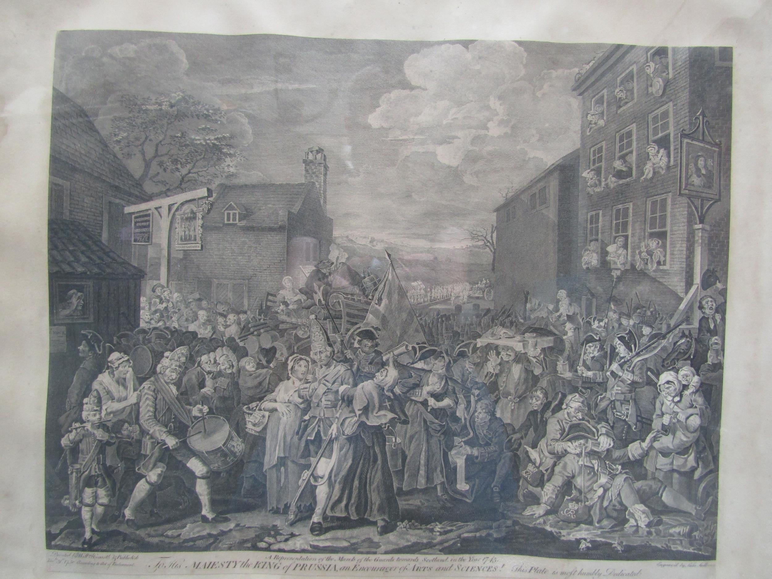 After William Hogarth engraved by Luke Sullivan, a representation of the March of the Guards - Image 2 of 4