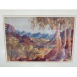 EWALD NAMATJIRA (1930-1984): Central Australian landscape, watercolour 37.5cm x 55.5cm . Note: Ewald