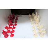 A set of bone chess pieces (32) one piece a/f