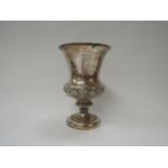 A James Fray, Dublin, silver campagna-style vase / presentation cup with repousse decoration and