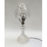 A crystal glass electric table lamp, 44cm tall