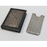 A John Edward Wilmot silver calling card case with all over engraved detail, monogram to the