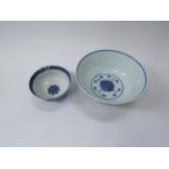 Two Chinese 19th Century porcelain bowls, blue and white, marked with Chinese numerals, 16.5cm and