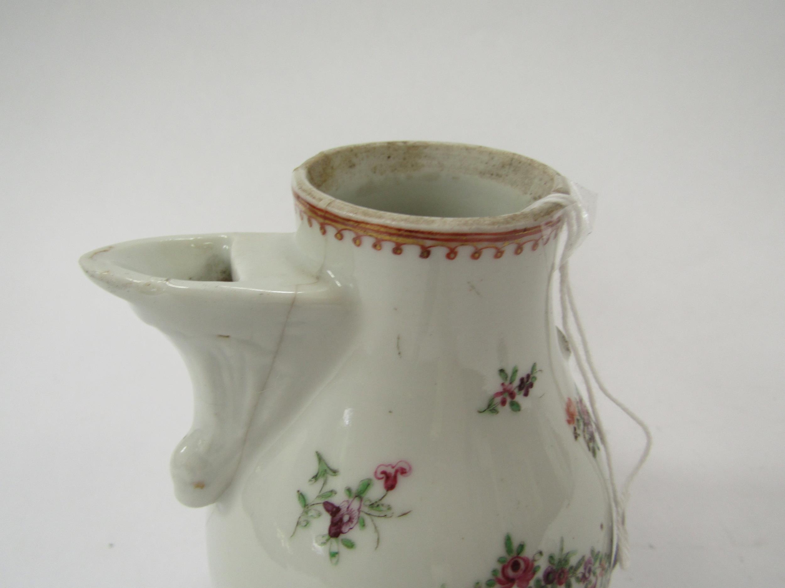 A Chinese covered milk jug/ewer, floral patterns with armorial decoration within cartouche, 2nd - Image 5 of 8