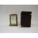 A Mappin and Webb carriage clock in leather fitted case