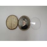 An oval portrait miniature of mature lady, details saying it's probably by Galloway. Ivory ref: