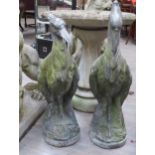 A pair of late 19th Century lead garden figures of Herons. 84cm tall x 23cm wide x 32cm deep