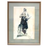 JOHN ADDYMAN ARCA (1929-2006): A watercolour of the Gainsborough statue at Sudbury, circa 1967-8,