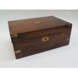 An Edwardian writing box with brass metal mounts, 15cm x 34.5cm x 23cm