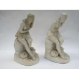Two 19th Century Minton Parian ware figures of "Dorothea" designed by John Bell seated bare foot.