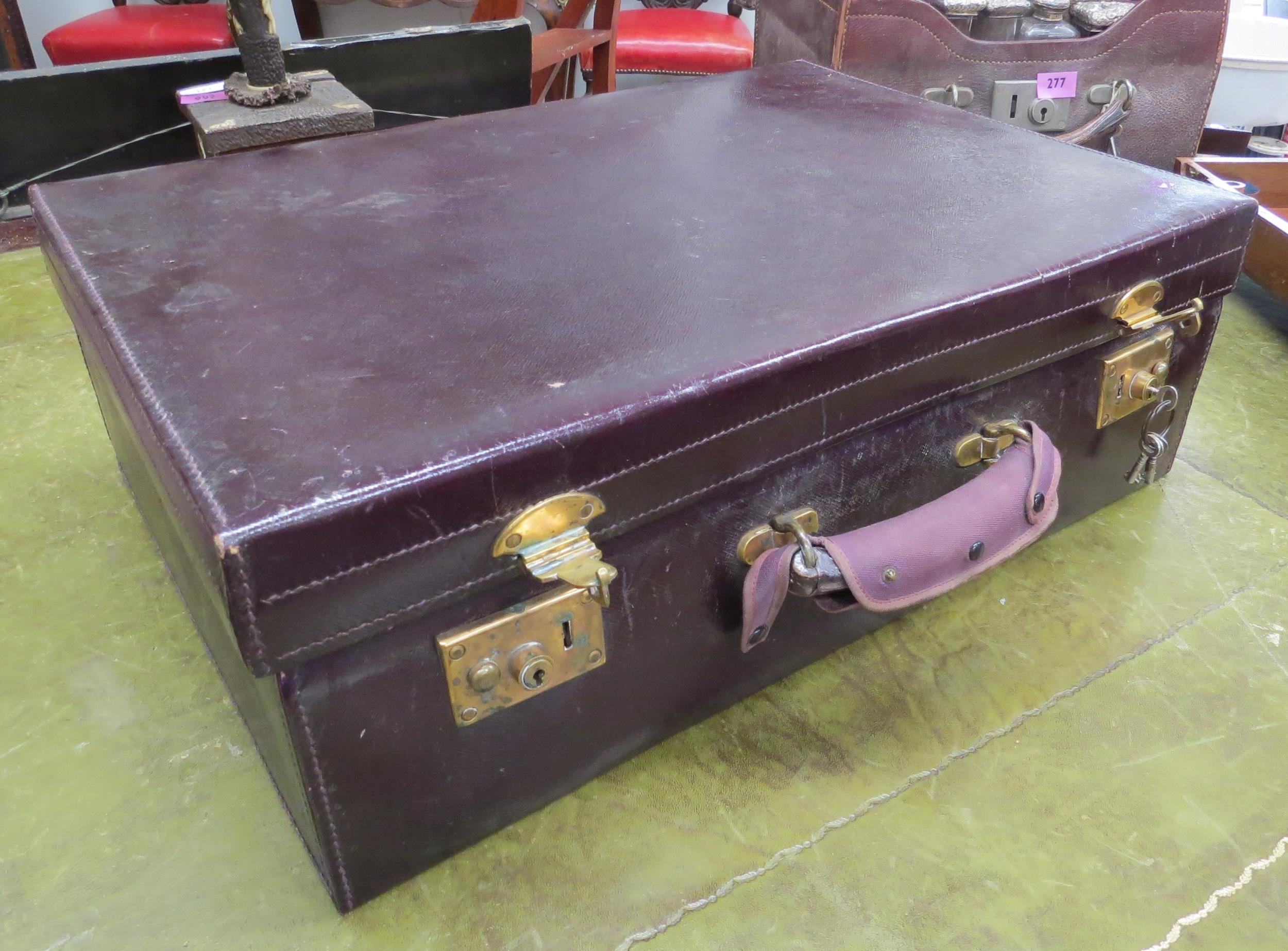 A red leather travelling/dressing case with fitted silk lined interior. The contents including 12 - Image 5 of 10
