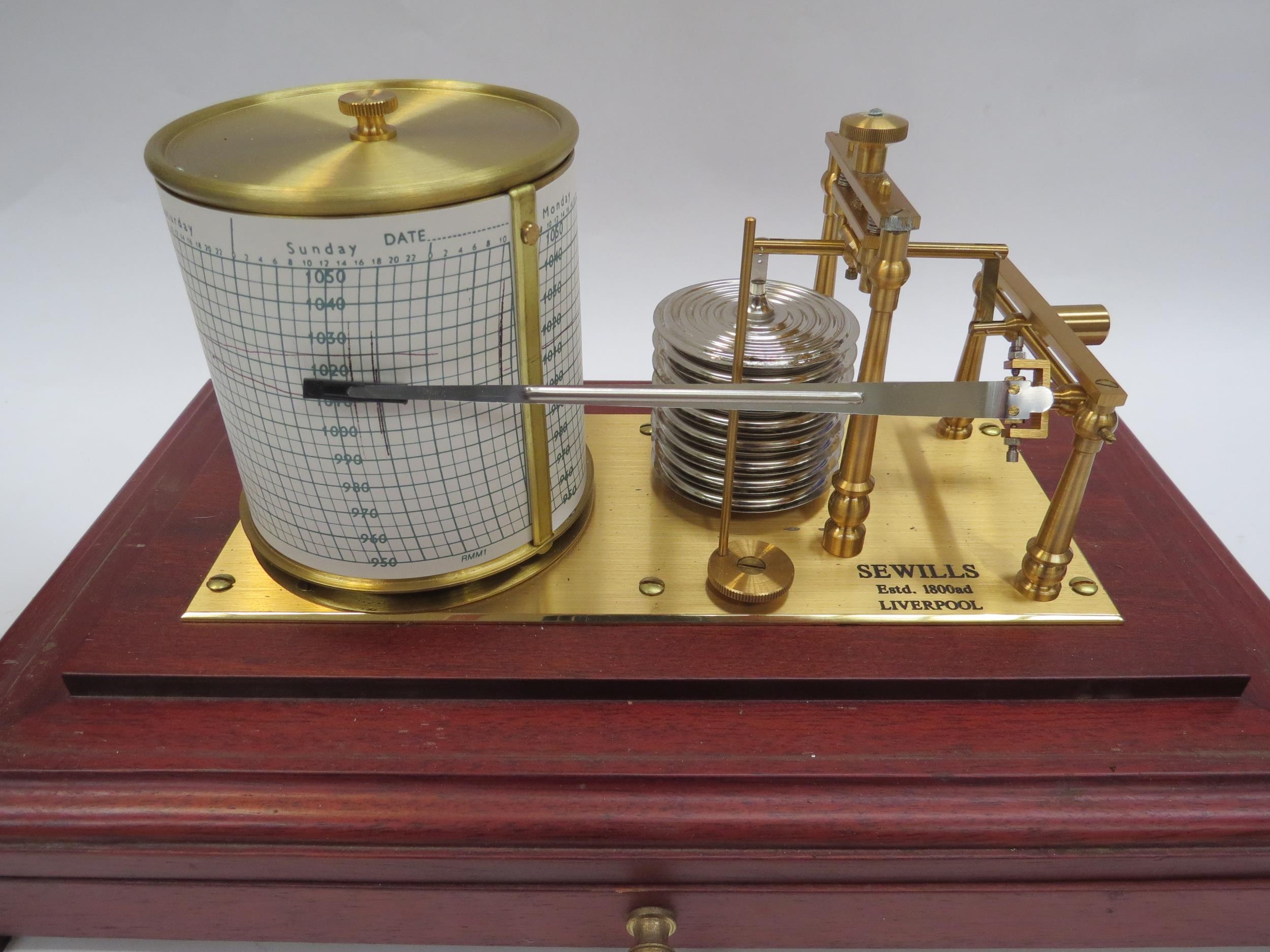 A cased Barograph by Sewills Liverpool Estd.1800ad, 22cm x 35.5cm x 20cm - Image 2 of 3