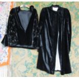 Two items of ladies' 1920's/30's clothing to include a black silk velvet coat, softly ruched at