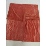 Five pairs of curtains, coral velvet, lined, 116cm wide x 200xm drop, a pair of bird, flower and