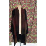 A CHARLES PATRICA velvet coat in black, wine and ginger