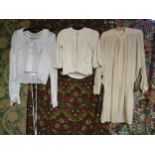 Two early 20th Century blouses in cream and ivory cotton and a French Connection beige cotton
