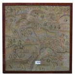 A late 19th Century/early 20th Century needlepoint depicting the Boroughs of Central London and