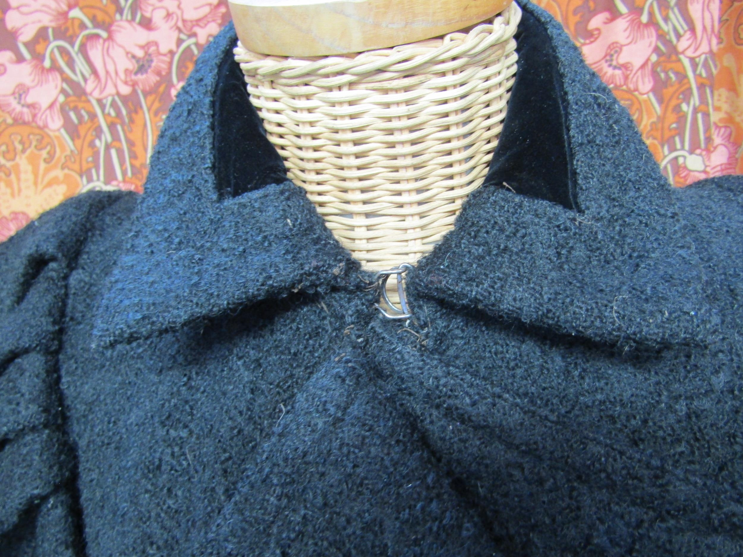 An early 1970's black boucle wool lady's full length coat, exquisitely crafted and sculptured manner - Image 4 of 9