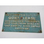 An iron Southern Railway sign - Quiet Please