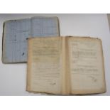 A box containing mixed railway paperwork including ledgers, station records, telegram's etc