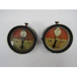 Two bakelite signal repeaters showing on/off and wrong, numbered 2 of 5, one label showing Banner