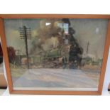 A framed and glazed print of locomotive 92220 'Evening Star' - End of an Era by Terrance Cuneo