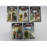 Five original Palitoy / Kenner Star Wars Return Of The Jedi plastic action figures, all with