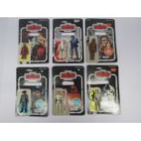 Six original Palitoy / Kenner Star Wars The Empire Strikes Back plastic action figures, all with