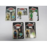 Five original Palitoy / Kenner Star Wars The Empire Strikes Back plastic action figures, all with
