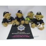 Four teddy bears in Police uniforms including 'Bobby' The Official Metropolitan Police Bear with