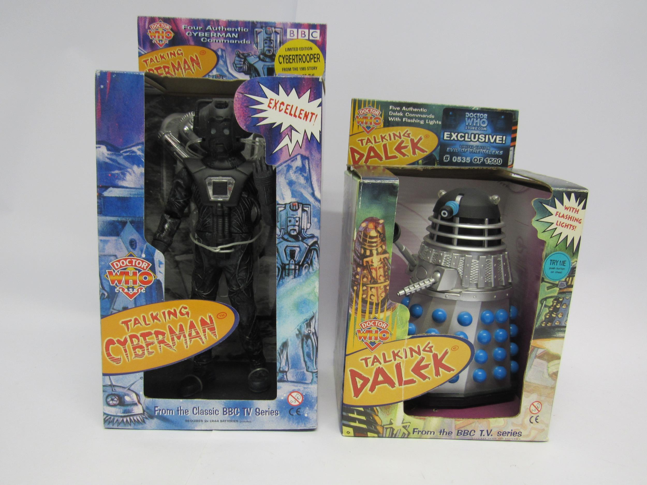 Two boxed Product Enterprise limited edition Doctor Who action figures to include Talking Dalek