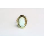 A Georgian unmarked gold ring with oval cameo depicting a gentleman. Size N/O, 3.7g