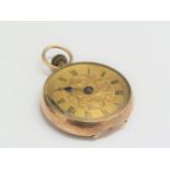 A 9ct gold cased fob watch, 14.1g total