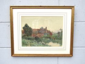 ALFRED FONTVILLE DE BREANSKI (1877-1957) A framed and glazed watercolour - 'Pangbourne Mill,