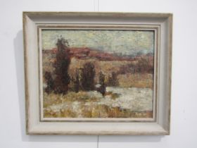 WYNDHAM LLOYD (1909-1997) A framed impasto oil on board of a winters landscape scene. Signed