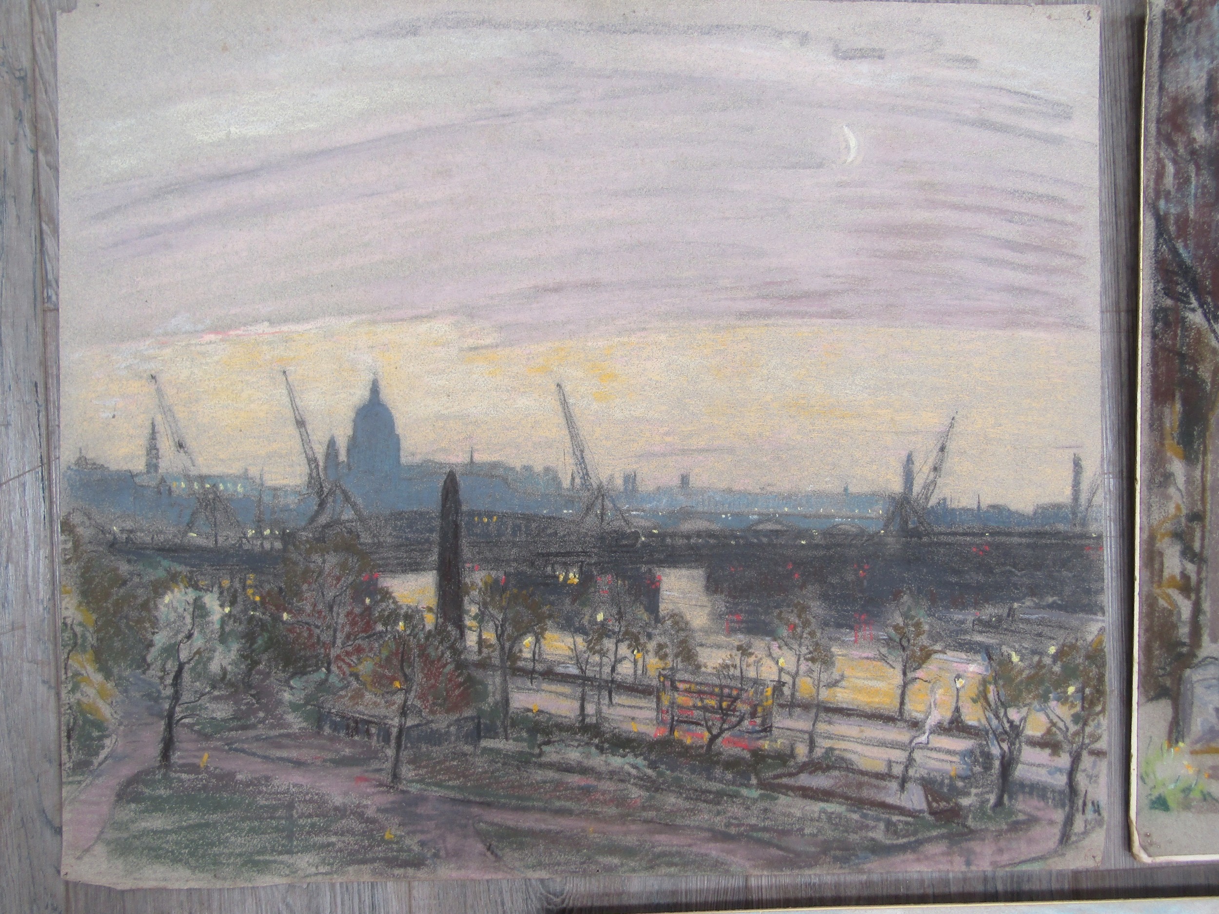 SIDNEY DENNANT-MOSS R.B.A (1884-1946) Three unframed pastel on paper scenes of St Pauls Cathedral, - Image 4 of 5
