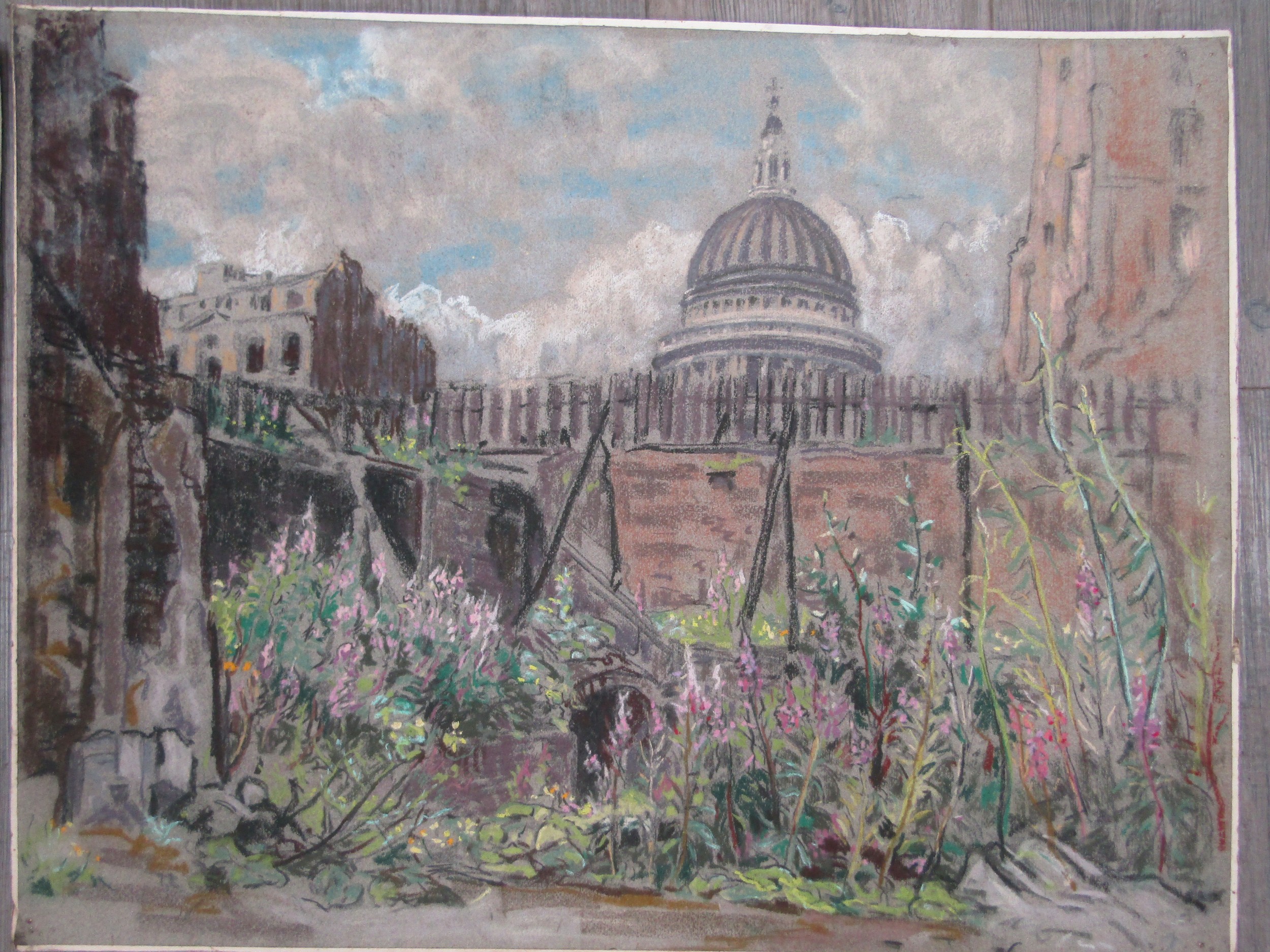 SIDNEY DENNANT-MOSS R.B.A (1884-1946) Three unframed pastel on paper scenes of St Pauls Cathedral, - Image 5 of 5