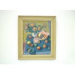 THOMAS STUART MILNER (1909-1969) (ARR) A large framed oil on canvas titled 'Fruit and Flowers'.