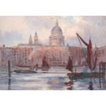 SIDNEY DENNANT-MOSS R.B.A (1884-1946) A mounted watercolour of St Pauls Cathedral, London, from